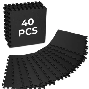 20/40 pièces de tapis de sol en mousse Eva haute densité (noir et gris), avec panneaux en mousse imbriqués – Antidérapant, durable, confortable, idéal pour les sols de la salle de sport, les tapis de sport, les tapis de tatami, les pièces de poids, les sols de piscine amovibles