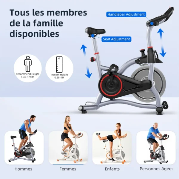 Vélo Spinning Indoor Magnétique - Système Silencieux, Mesure Calories/Fréquence Cardiaque, Connexion Bluetooth | Cardio Intense