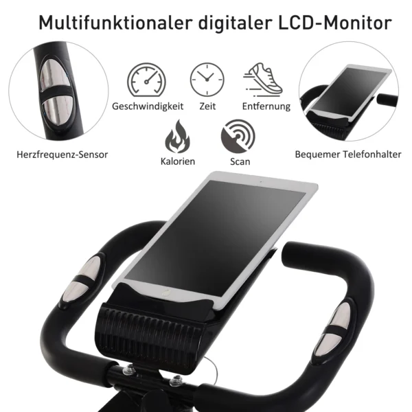 Vélo d'exercice 2 en 1, vélo d'entraînement pliable avec résistance magnétique réglable à 8 niveaux, 1 paire de câbles de tension