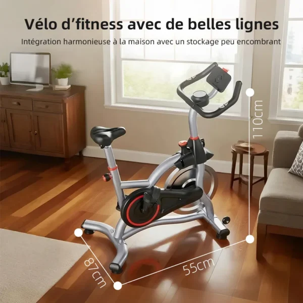 Vélo Spinning Indoor Magnétique - Système Silencieux, Mesure Calories/Fréquence Cardiaque, Connexion Bluetooth | Cardio Intense