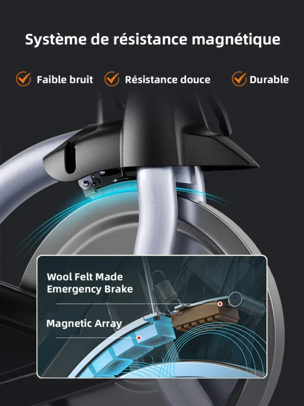 Vélo Spinning Indoor Magnétique - Système Silencieux, Mesure Calories/Fréquence Cardiaque, Connexion Bluetooth | Cardio Intense