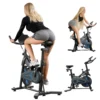 Vélo d'exercice d'intérieur JUICEASE RU116, volant d'inertie de 12 kg, résistance magnétique à 100 niveaux, transmission par courroie silencieuse, écran LCD, capacité de 300 lb