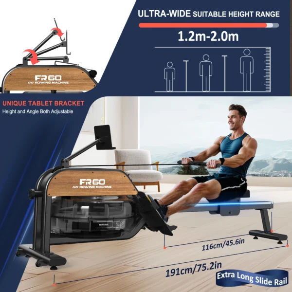 r Fysiq Home, fabriqué en bois de haute qualité, réservoir extra-large de 28 L, résistance accrue de 50 %, écran Bluetooth, hauteur maximale de l'utilisateur 200 cm