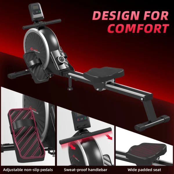 Vogatore, rameurs magnétiques pour salle de sport à domicile avec 16 niveaux de résistance, poids réel, capacité 150 KG, entraînement complet du corps