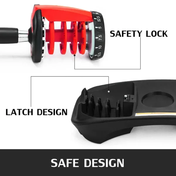 kf-S0e4c57b1bdc2418bada84b8b3d1bf9cbR VEVOR Haltère réglable en acier 24/40KG 52.5/90LBS Fitness pour salle de sport à domicile, entraînement des bras et des muscles avec système QuickLock (rouge/noir)