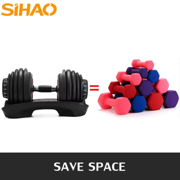 SIHAO 24/40KG 52.5/90LBS haltère réglable équipement de gymnastique pour l'entraînement musculaire des bras haltère de Fitness à changement rapide