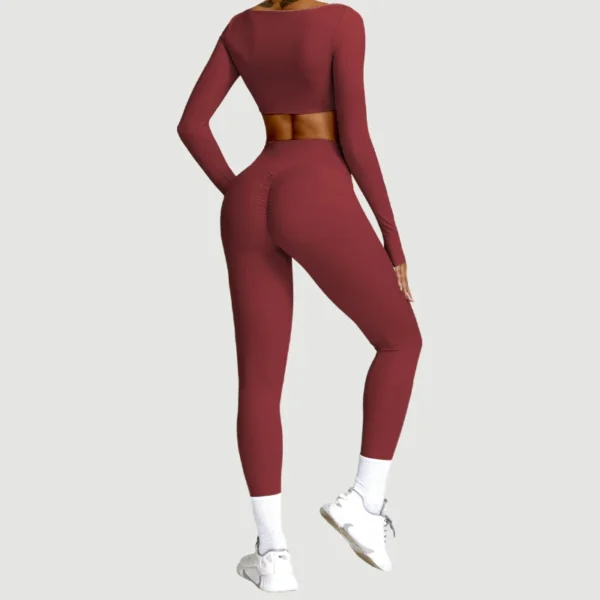 Ensemble de sport à séchage rapide pour femme, survêtement de yoga, chemise à manches longues, vêtements de course et d'entraînement, 2 pièces