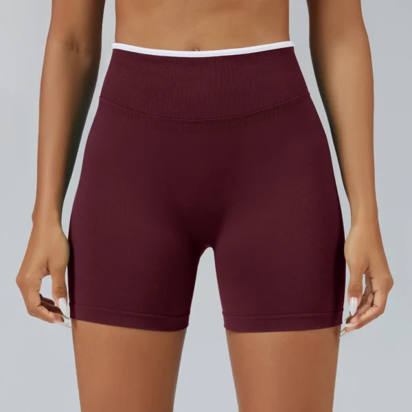 Short de Yoga Colorblock sans couture, haut de gamme, serré, hanche pêche, short de sport, vêtements chauds pour femmes, pantalons de course, de Fitness