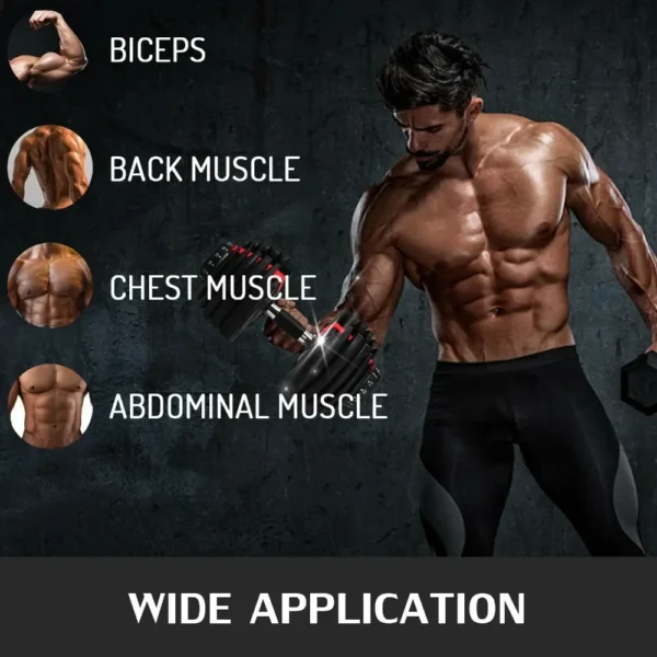 kf-S3af1b3988ded42849bf59c5796b1d2bcu VEVOR Haltère réglable en acier 24/40KG 52.5/90LBS Fitness pour salle de sport à domicile, entraînement des bras et des muscles avec système QuickLock (rouge/noir)