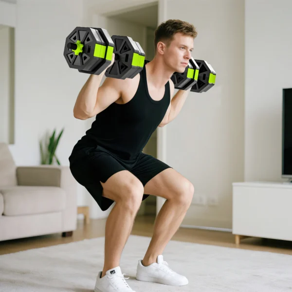 Sportnow – ensemble d'haltères réglables, 20 kg, 6 en 1, comme Kettlebell, support push-up pour salle de sport et maison