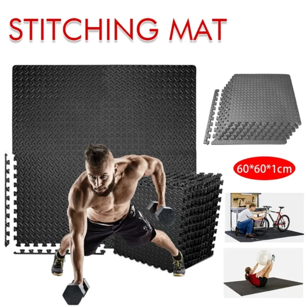 Tapis de fitness puzzle 60x60cm, épais, pour la gym, protection en EVA, motif feuille, tapis de sol antidérapant pour yoga et fitness, pour enfants