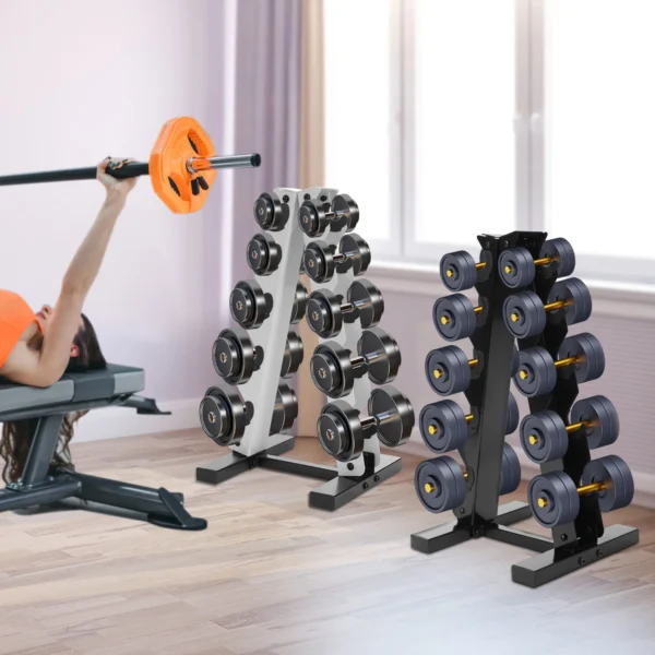 kf-S8f24c67bb143461fb1ac50f97e57ae33d Support de poids en acier inoxydable pour salle de sport à domicile, cadre A à 5 couches, noir et blanc, stockage de DumbHavana dans les maisons, les hôtels et les gymnases