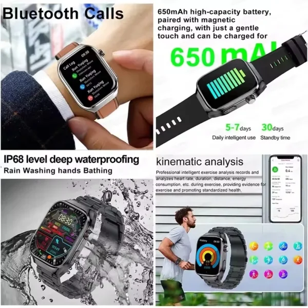 New Micro examen physique montre intelligente pour hommes acide urique graisse corporelle cinq organes santé montres Bluetooth appel SmartBracelet