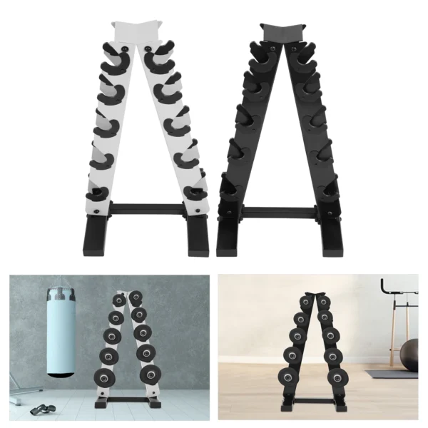 kf-Sc36547928ba24ae5867361229ec6b842w Support de poids en acier inoxydable pour salle de sport à domicile, cadre A à 5 couches, noir et blanc, stockage de DumbHavana dans les maisons, les hôtels et les gymnases