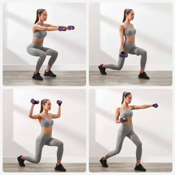 kf-Sced35b0a9833486e9dccfb2b3af1d6cej SONGMICS Lot Haltère 3 Paires avec Support, 2 x 1 kg, 2 x 1,5 kg, 2 x 2 kg, Surface en Vinyle Antiglisse, pour Salle de Sport, Fitnesse à la Maison, Jaune, Rose et Violet