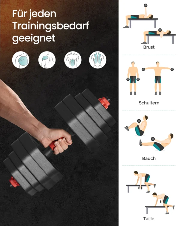 SONGMICS ensemble d'haltères haltères hexagone ensemble d'haltères courts entraînement Fitness entraînement haltérophilie