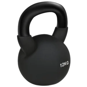 12 KG Kettlebell en fonte avec boule de poids avec revêtement en néoprène noir