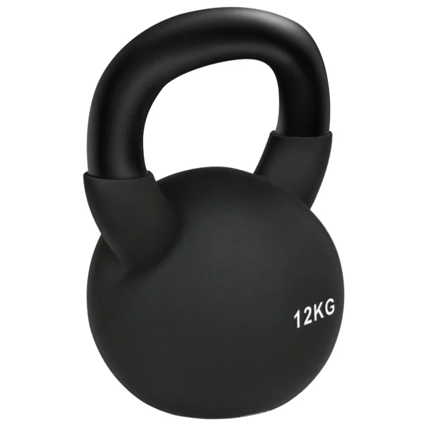 12 KG Kettlebell en fonte avec boule de poids avec revêtement en néoprène noir