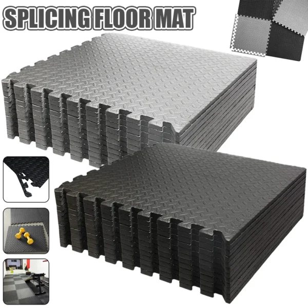 Tapis de fitness puzzle 60x60cm, épais, pour la gym, protection en EVA, motif feuille, tapis de sol antidérapant pour yoga et fitness, pour enfants