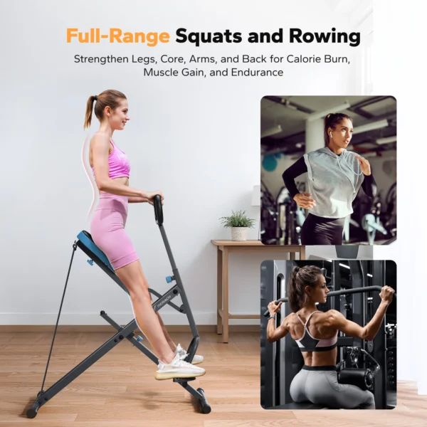 Squat Machine 2in1 Squat rameur installation facile équipement d'exercice pliable.