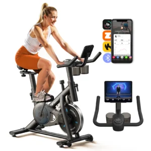 Vélo d'Appartement pour la Maison - Vélo de Fitness d'Intérieur Silencieux avec Résistance Magnétique Réglable, Écran LCD, Siège Confortable, pour Entraînement Cardio, Capacité de Charge 122KG