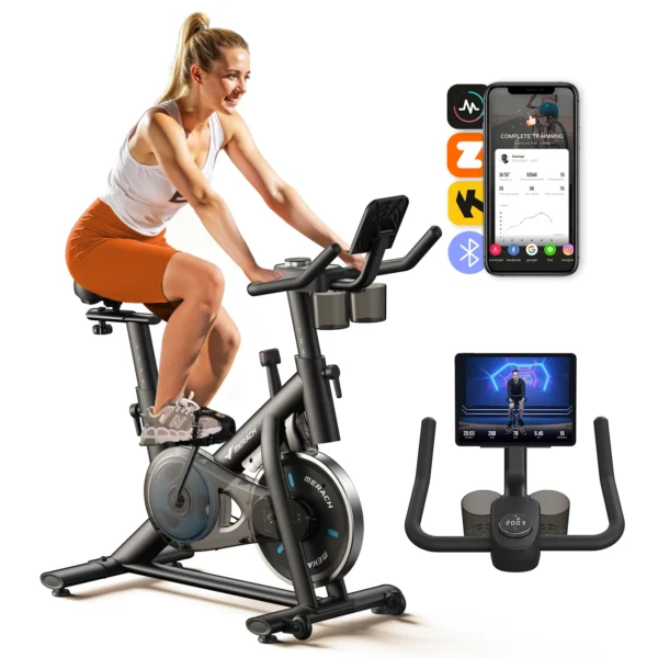 Vélo d'Appartement pour la Maison - Vélo de Fitness d'Intérieur Silencieux avec Résistance Magnétique Réglable, Écran LCD, Siège Confortable, pour Entraînement Cardio, Capacité de Charge 122KG