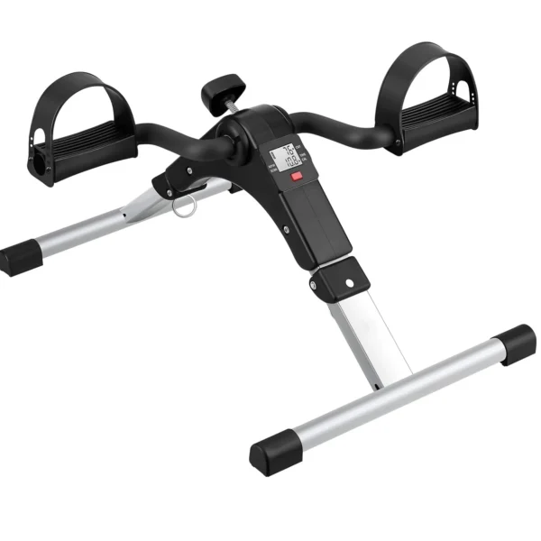 Mini Vélo d'Appartement, Pedalier d'appartement Portable avec Ecran LCD, Résistance Réglable, Bras Jambes Entraîner, Noir/Noir Argent