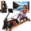 Rameur à eau pour usage domestique, en bois, pliable, avec écran et tablette, support Bluetooth, siège confortable, capacité de charge jusqu'à 180 kg