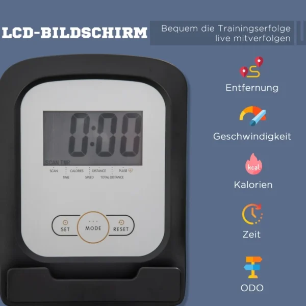 Vélo d'exercice 8 niveaux de résistance, siège et dossier réglables avec écran LCD, capacité de poids maximale de 110 kg
