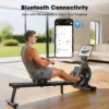 Rameur magnétique avec résistance à 16 niveaux, prise en charge de l'application Bluetooth, écran LCD, rameur domestique silencieux et fluide