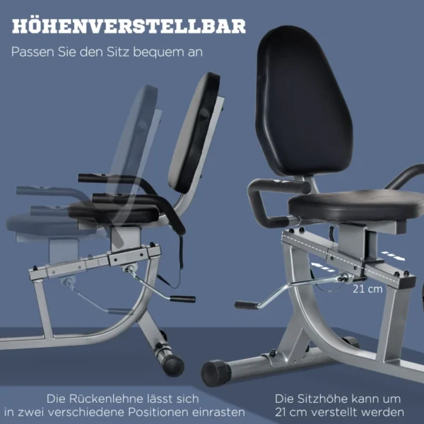Vélo d'exercice 8 niveaux de résistance, siège et dossier réglables avec écran LCD, capacité de poids maximale de 110 kg