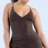 Débardeur de sport long à dos nu pour femme, avec rembourrage, idéal pour le yoga, la course et le fitness – Modèle Vision Twist