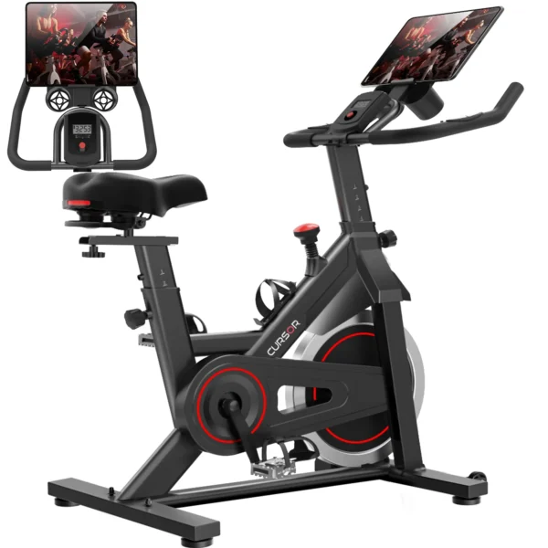 Vélo de spinning, équipement d'entraînement à domicile, réglable en continu, Vélo avec support pour tablette plus large.