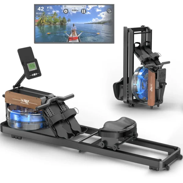 Rameur pour la maison, rameur d'eau avec moniteur Bluetooth, support de tablette réglable pour rameur pliable