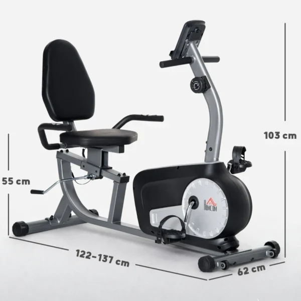 Vélo d'exercice 8 niveaux de résistance, siège et dossier réglables avec écran LCD, capacité de poids maximale de 110 kg