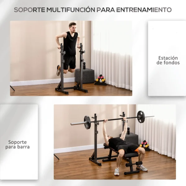 Support d'haltères multifonctionnel Sportnow avec support de musculation à largeur et hauteur réglables avec cadre en acier