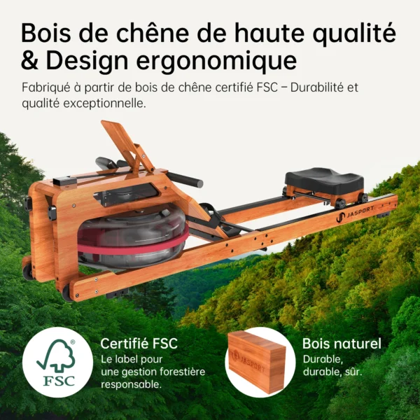 Rameur en bois pliant écran LCD carte cinéma Compatible Max 150 kg charge cerise