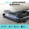 Tapis de course pliable, 12 programmes prédéfinis, inclinaison réglable à 8 %, connectivité Bluetooth, vitesse maximale de 14 km