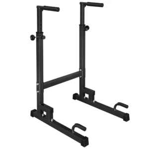 Station de dips réglable en hauteur, barres de dips robustes avec poignées antidérapantes, support multifonctionnel avec connecteur de sécurité pour dips triceps intérieur/extérieur