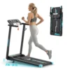 Tapis de course pliable, 12 programmes prédéfinis, inclinaison réglable à 8 %, connectivité Bluetooth, vitesse maximale de 14 km