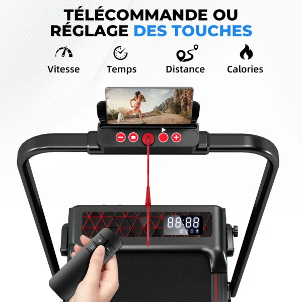 Tapis de course pliable pour la maison, inclinaison réglable jusqu'à 8 %, moteur de 2,25 chevaux, plage de vitesse : 1 à 12 km/h