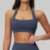 Soutien-gorge de sport pour femme, type haut de yoga, à maintien élevé, push-up, dos ouvert, style licou, pour la gym, le fitness, le yoga et l'entraînement
