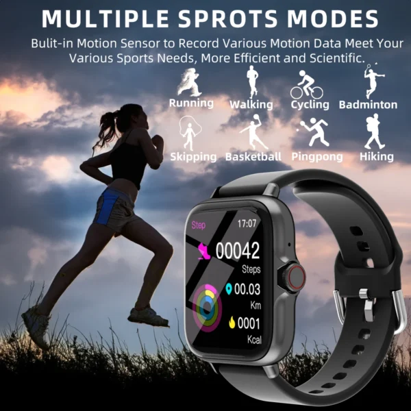 Montre intelligente étanche avec podomètre pour iPhone et Android, réponse à un message, surveillance du sommeil, informations et diag, sport, en effet, 1.83