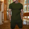 Nouvel ensemble d'été 2027 pour homme : T-shirt en coton uni et short respirant pour le sport et le fitness en extérieur (lot de deux pièces)