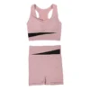 Ensemble de combinaison de Yoga couleur pêche, séchage rapide, taille haute et levage des hanches, ensemble de Fitness, course à pied, exercice absorbant les chocs pour femmes