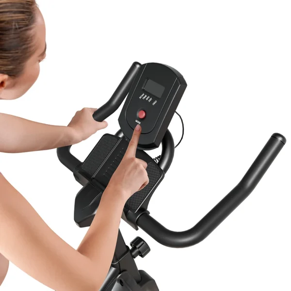 Vélo d'exercice magnétique, vélo stationnaire avec volant d'inertie de 4 kg, siège et guidon réglables sur 5 niveaux, écran LCD pour la maison