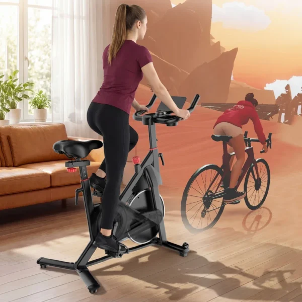 Vélo d'exercice amélioré, 32 niveaux de résistance magnétique fluide, vélo d'intérieur avec support pour tablette et écran LCD, charge maximale 265 LBS