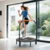 Trampoline de fitness gymnastique avec poignée réglable, pliable, 6 pieds, 28 ressorts Ø 102 cm, noir orange