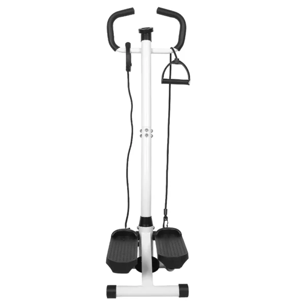 Stepper avec Guidon, Stepper de Fitness avec Ecran LCD, Pédales Antidérapantes, Marche d'escalier pour Maison, Bureau, Salon, Salle de Sport, Blanc et Noir