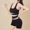 Ensemble de combinaison de Yoga couleur pêche, séchage rapide, taille haute et levage des hanches, ensemble de Fitness, course à pied, exercice absorbant les chocs pour femmes